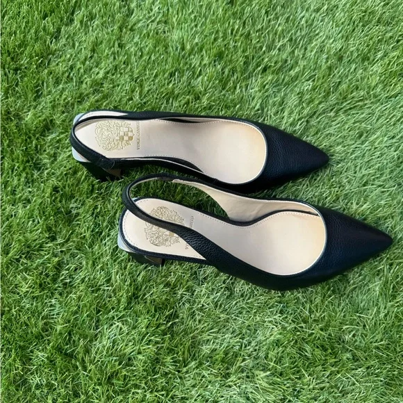 Vince Camuto Hamden Slingback Pump 7M / 37.5 Black Leather - Picture 8 of 16